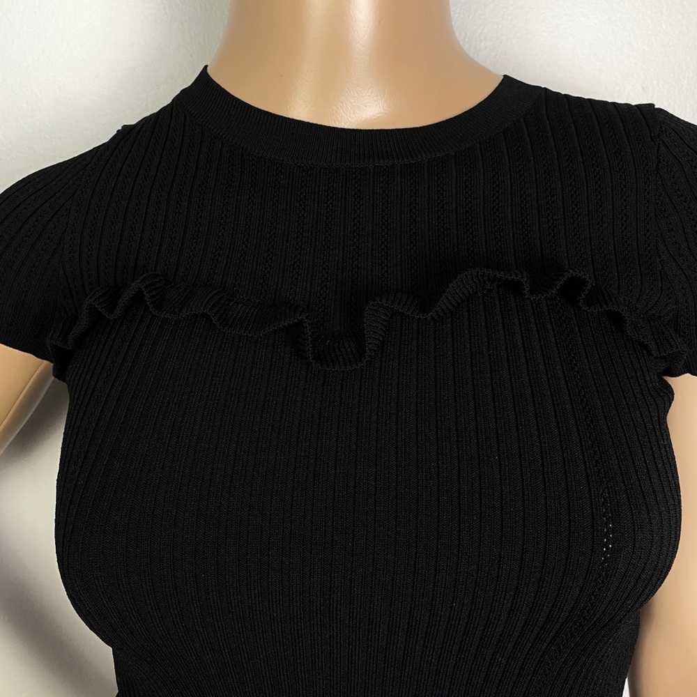 NEW CINQ A SEPT BLACK RIBBED TOP - Picture 3 of 6